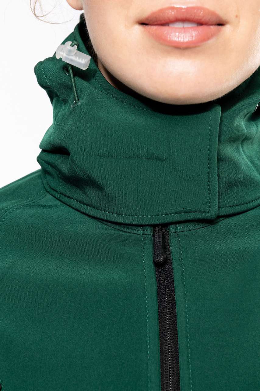 LADIES' DETACHABLE HOODED SOFTSHELL JACKET - Bottle Green - Additional