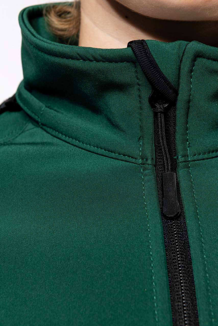 LADIES' DETACHABLE HOODED SOFTSHELL JACKET - Bottle Green - Additional