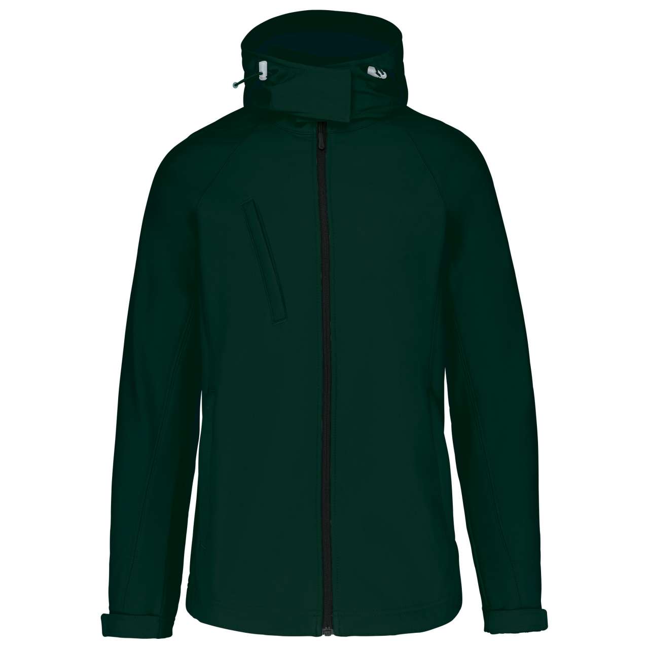 LADIES' DETACHABLE HOODED SOFTSHELL JACKET - Bottle Green - Additional