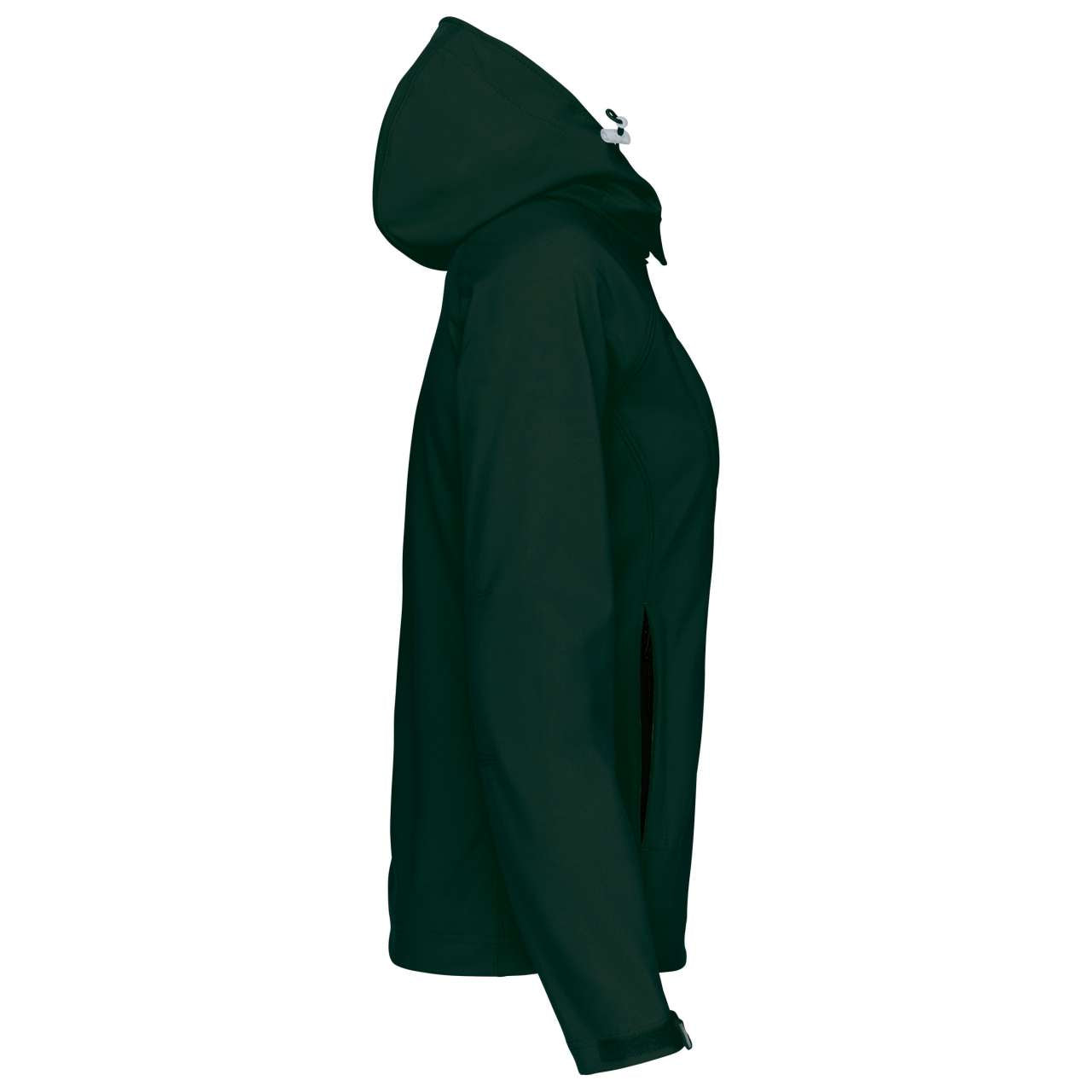 LADIES' DETACHABLE HOODED SOFTSHELL JACKET - Bottle Green - Additional