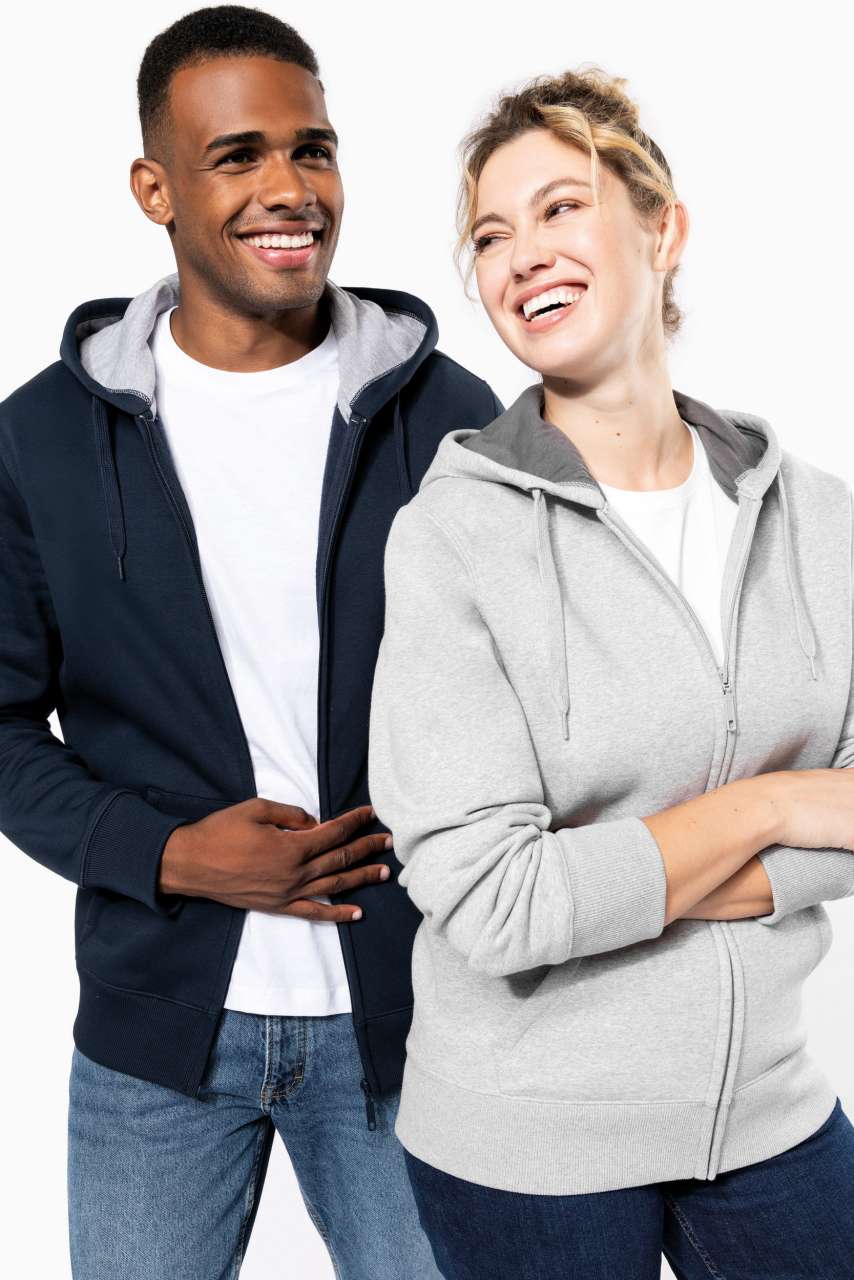 FULL ZIP HOODED SWEATSHIRT - Black - Model