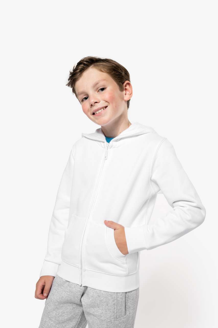 KIDS FULL ZIP HOODED SWEATSHIRT - Black - Model