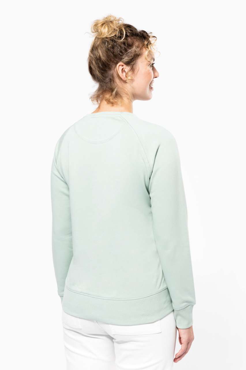 LADIES’ ORGANIC COTTON CREW NECK RAGLAN SLEEVE SWEATSHIRT - Black - Additional