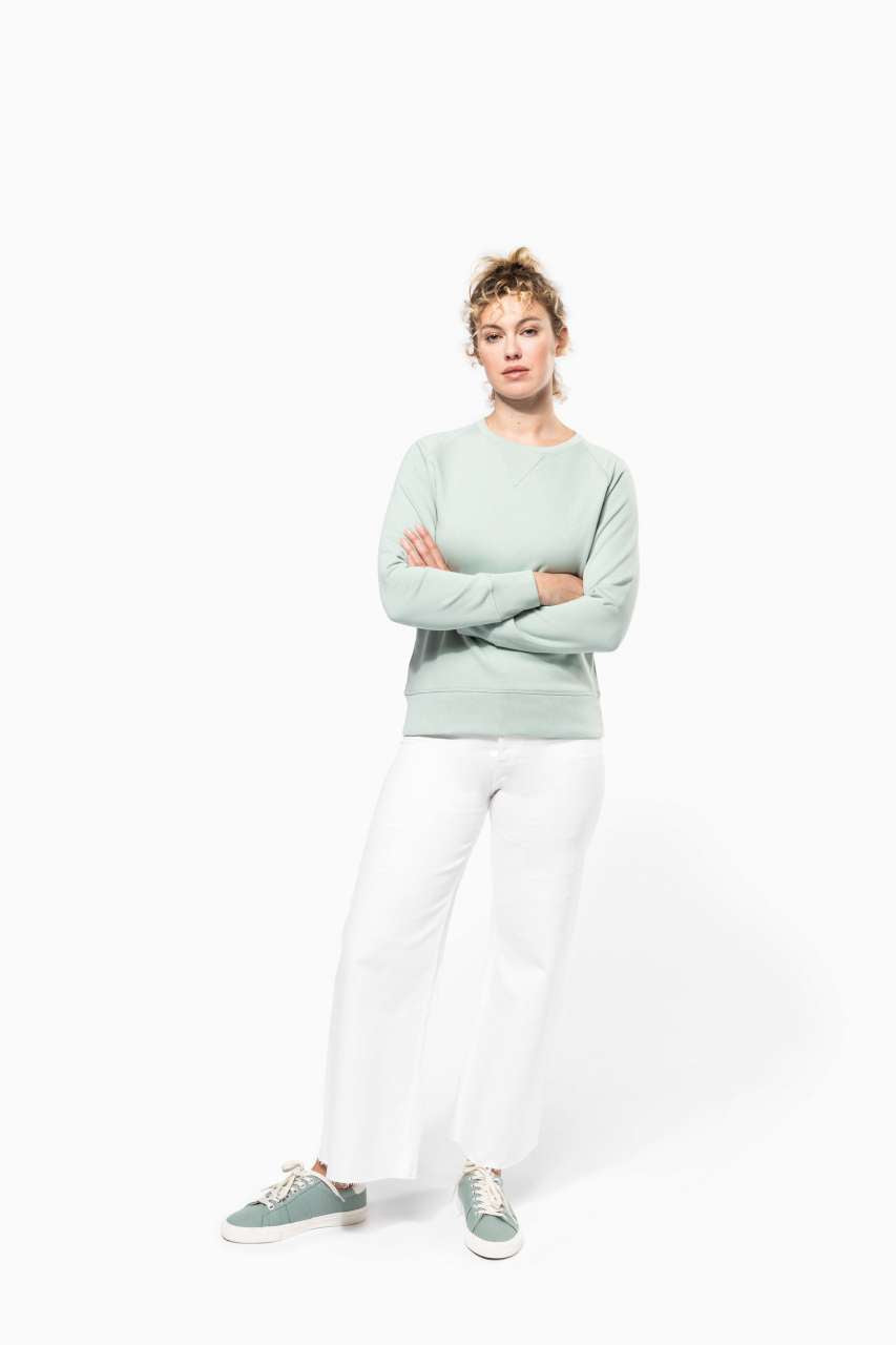 LADIES’ ORGANIC COTTON CREW NECK RAGLAN SLEEVE SWEATSHIRT - Black - Additional