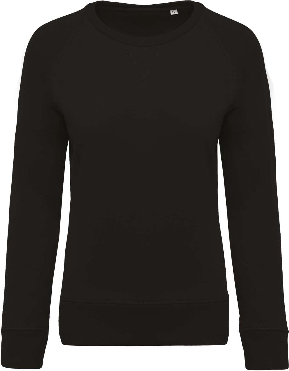 LADIES’ ORGANIC COTTON CREW NECK RAGLAN SLEEVE SWEATSHIRT - Black - Main