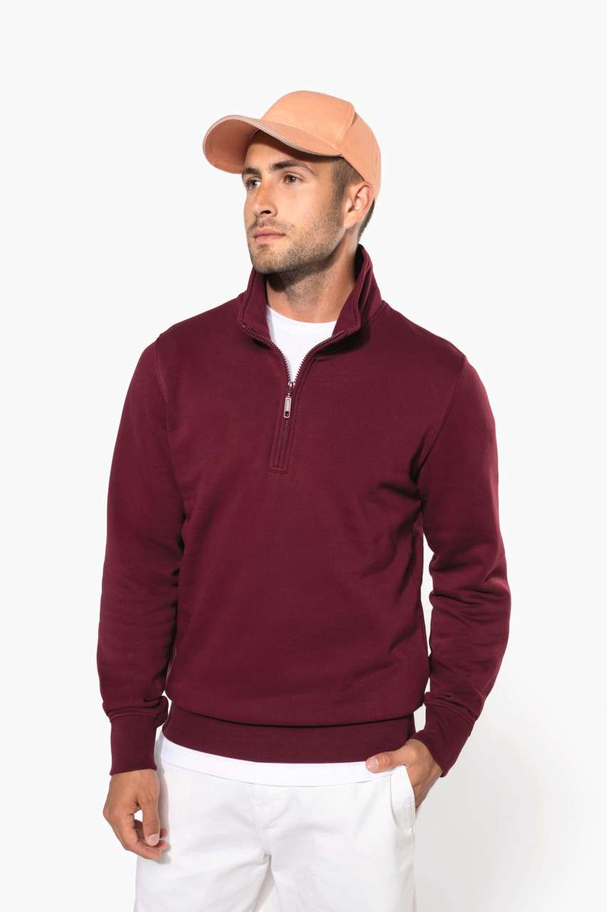 ZIPPED NECK SWEATSHIRT - Light Royal Blue - modelimageurl