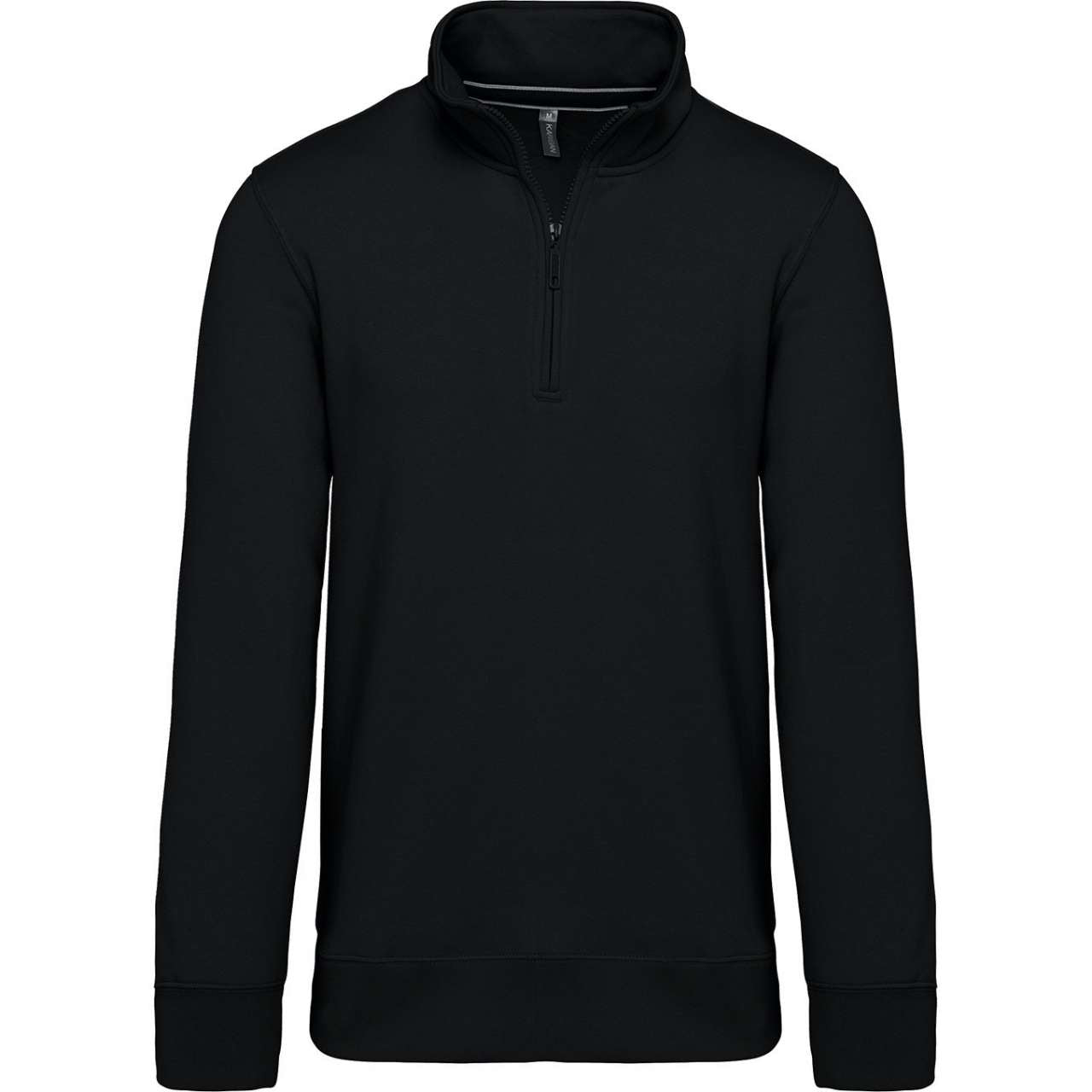 ZIPPED NECK SWEATSHIRT - Black - colorimageurl