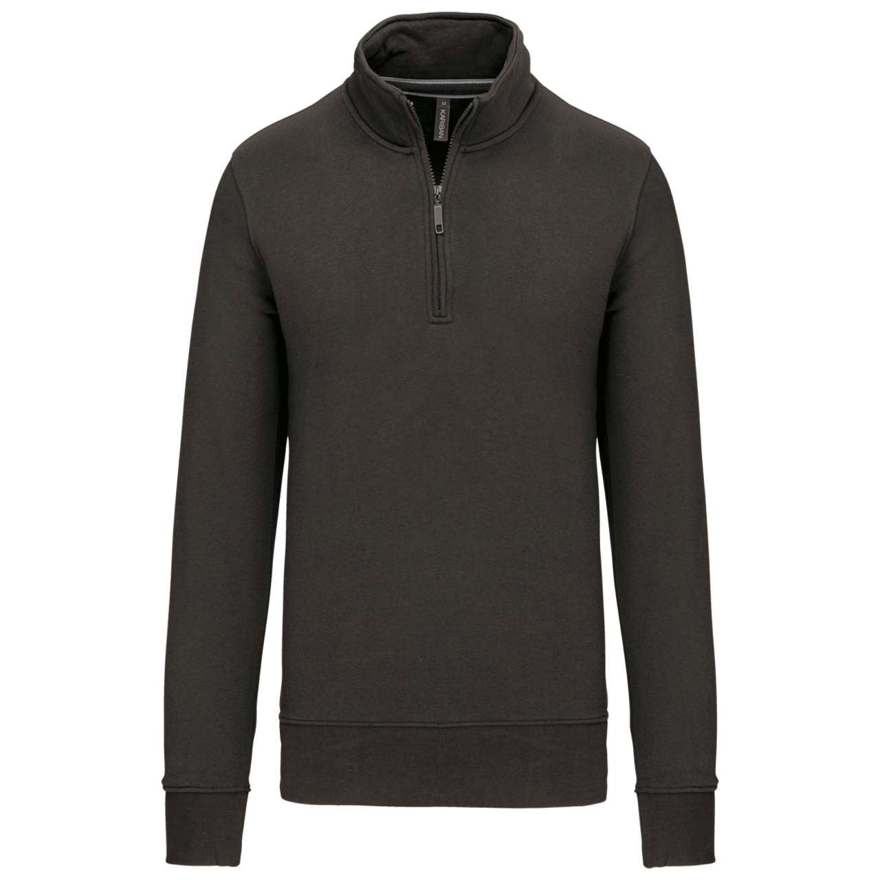 ZIPPED NECK SWEATSHIRT - Dark Grey - colorimageurl