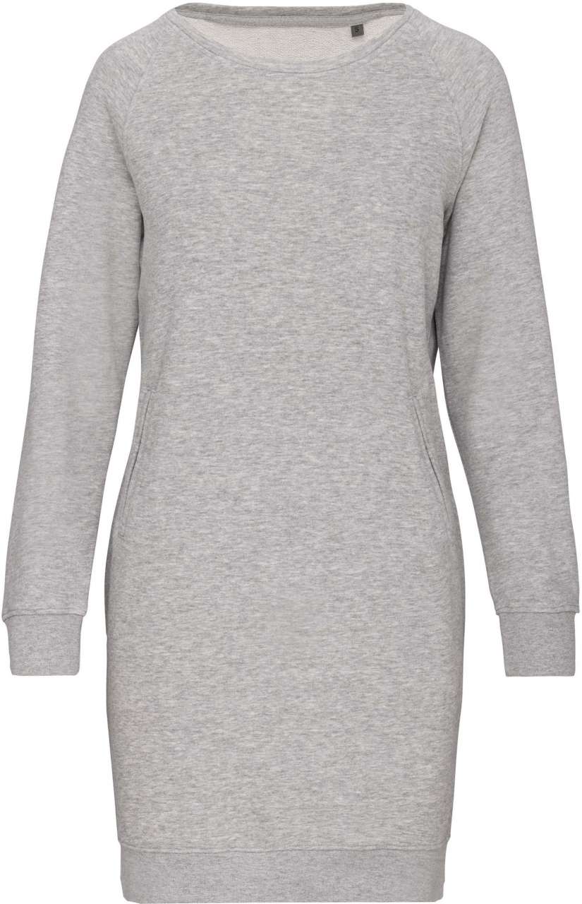 ORGANIC FLEECE LOUNGE DRESS - Light Grey Heather - colorimageurl