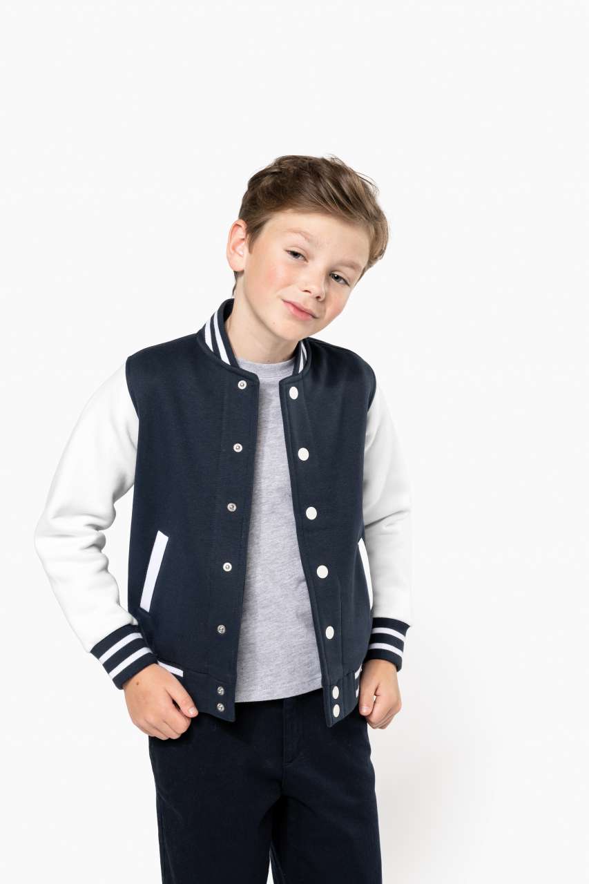 KIDS TEDDY FLEECE JACKET - Navy/White - modelimageurl
