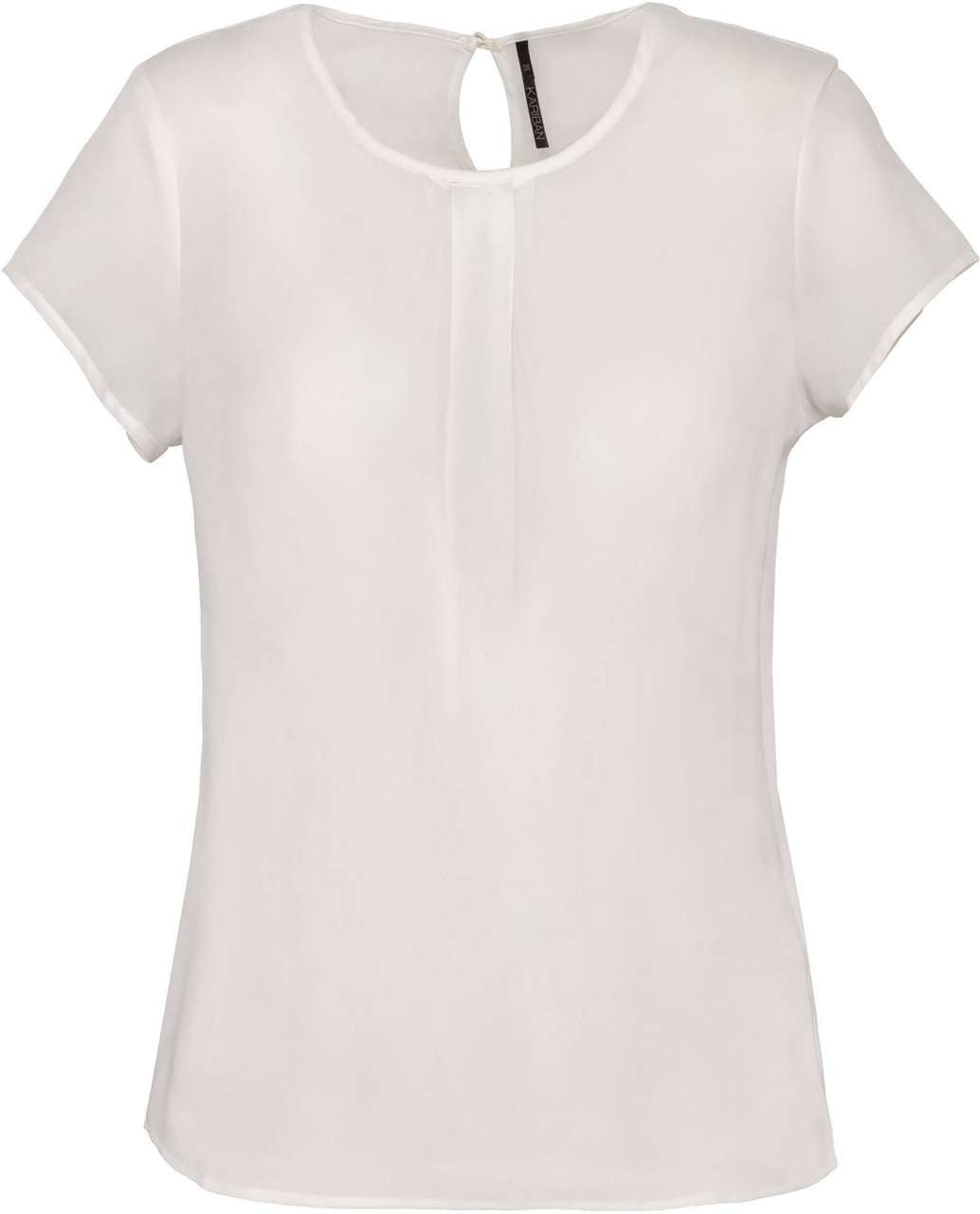 LADIES' SHORT-SLEEVED CREPE BLOUSE - Off White - colorimageurl