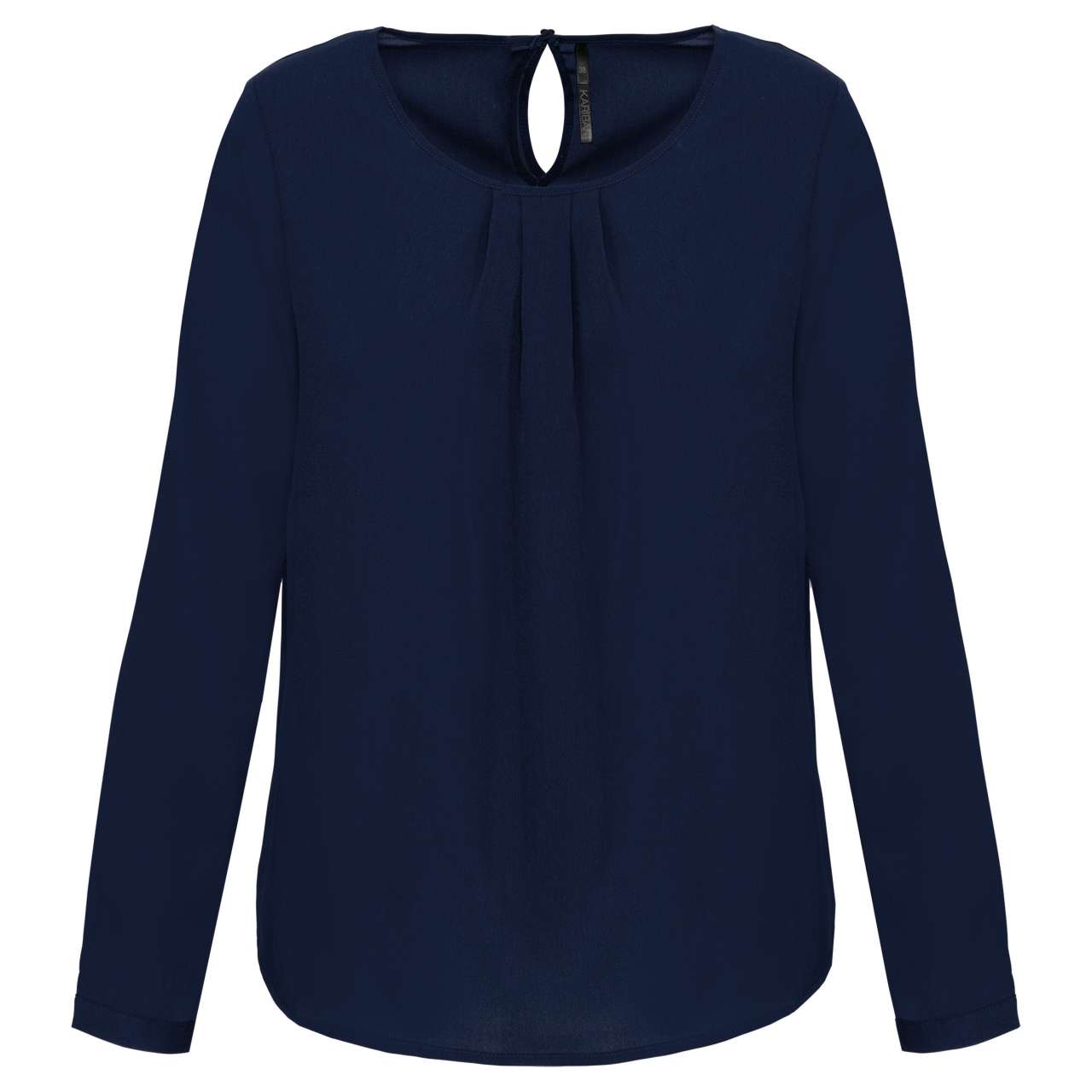 LADIES' LONG-SLEEVED CREPE BLOUSE - Deep Sea Blue - colorimageurl