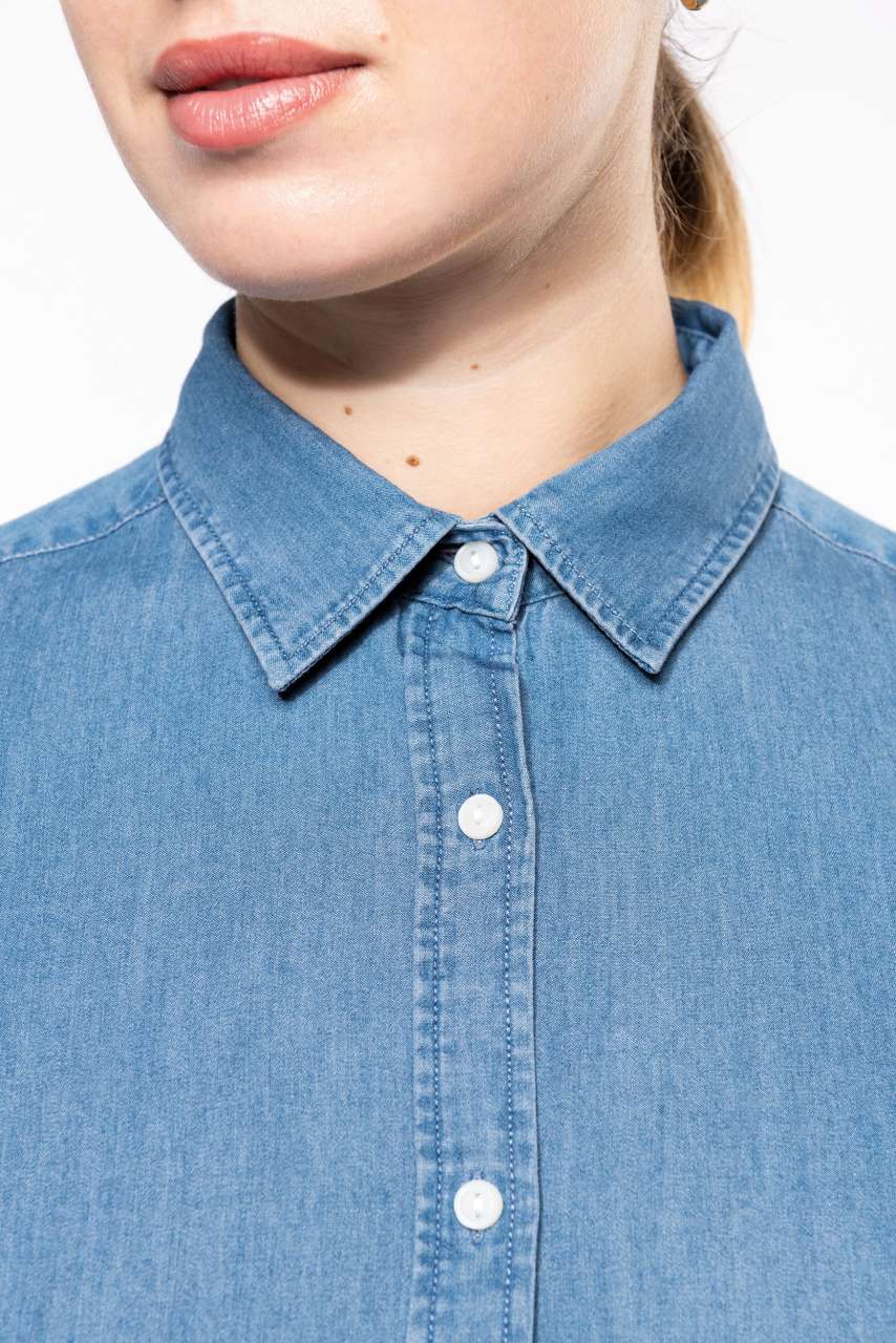 LADIES’ DENIM SHIRT - Chambray Blue - Additional