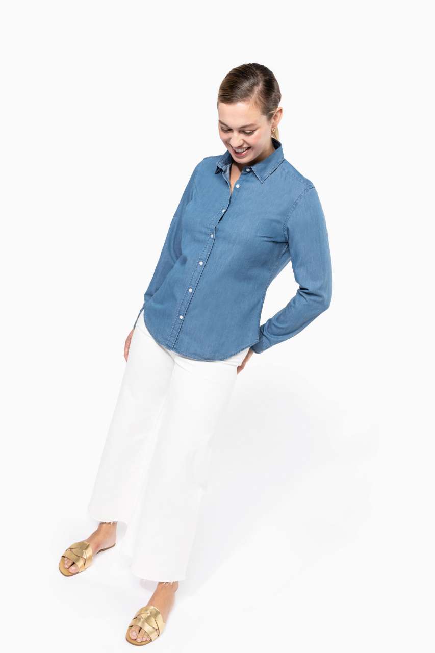 LADIES’ DENIM SHIRT - Chambray Blue - Additional