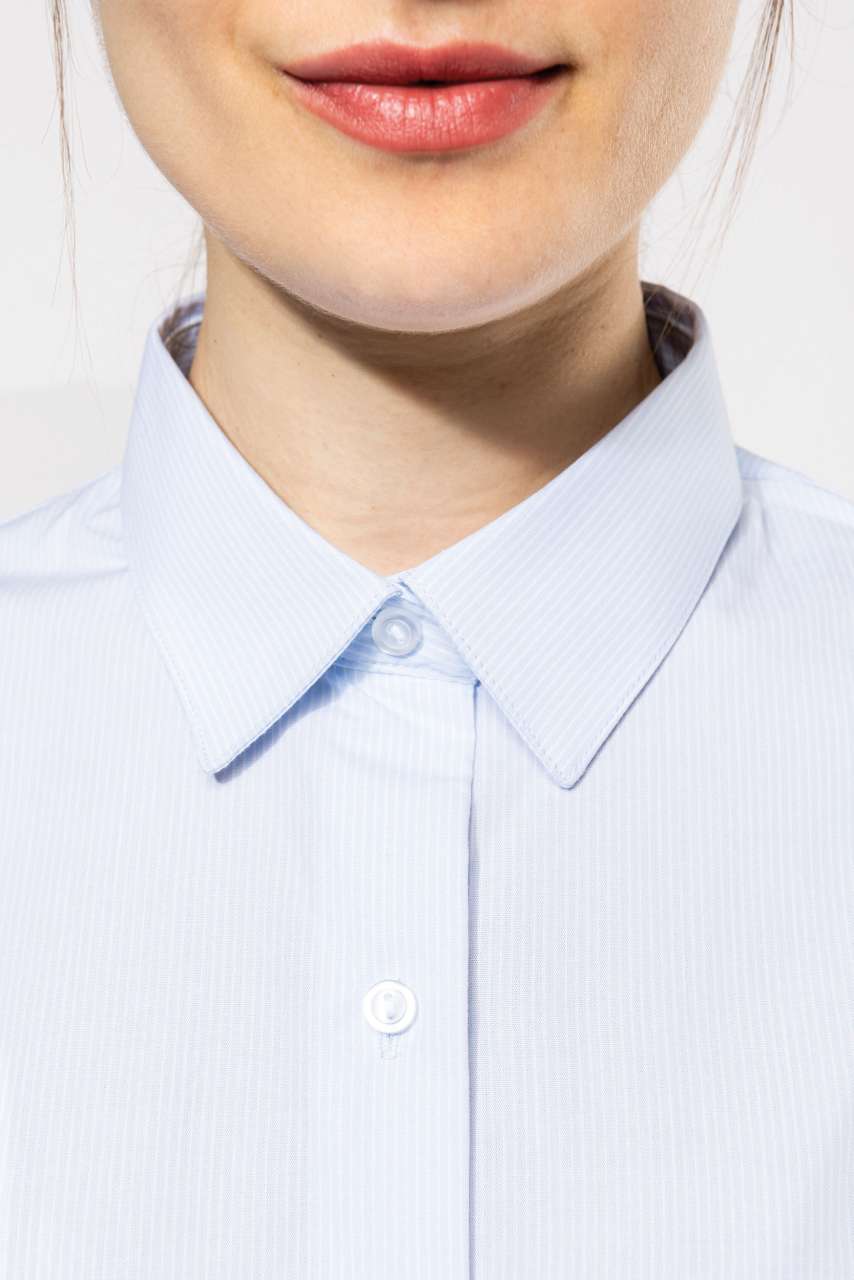 LADIES’ LONG-SLEEVED COTTON POPLIN SHIRT - Black - Additional