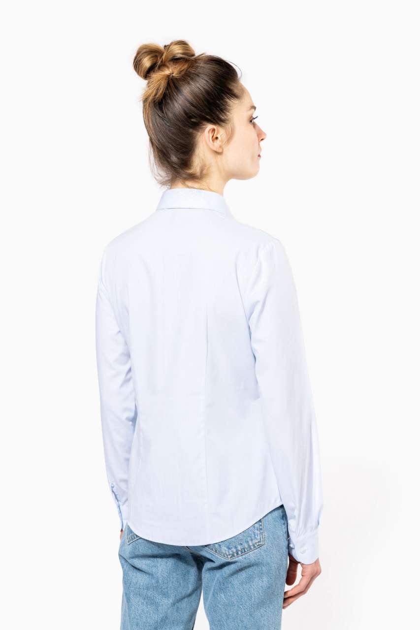 LADIES’ LONG-SLEEVED COTTON POPLIN SHIRT - Black - Additional