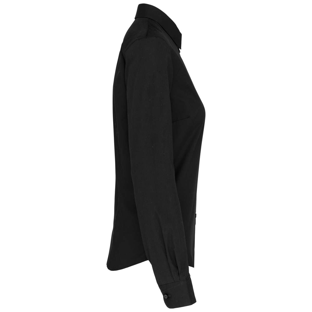 LADIES’ LONG-SLEEVED COTTON POPLIN SHIRT - Black - Additional