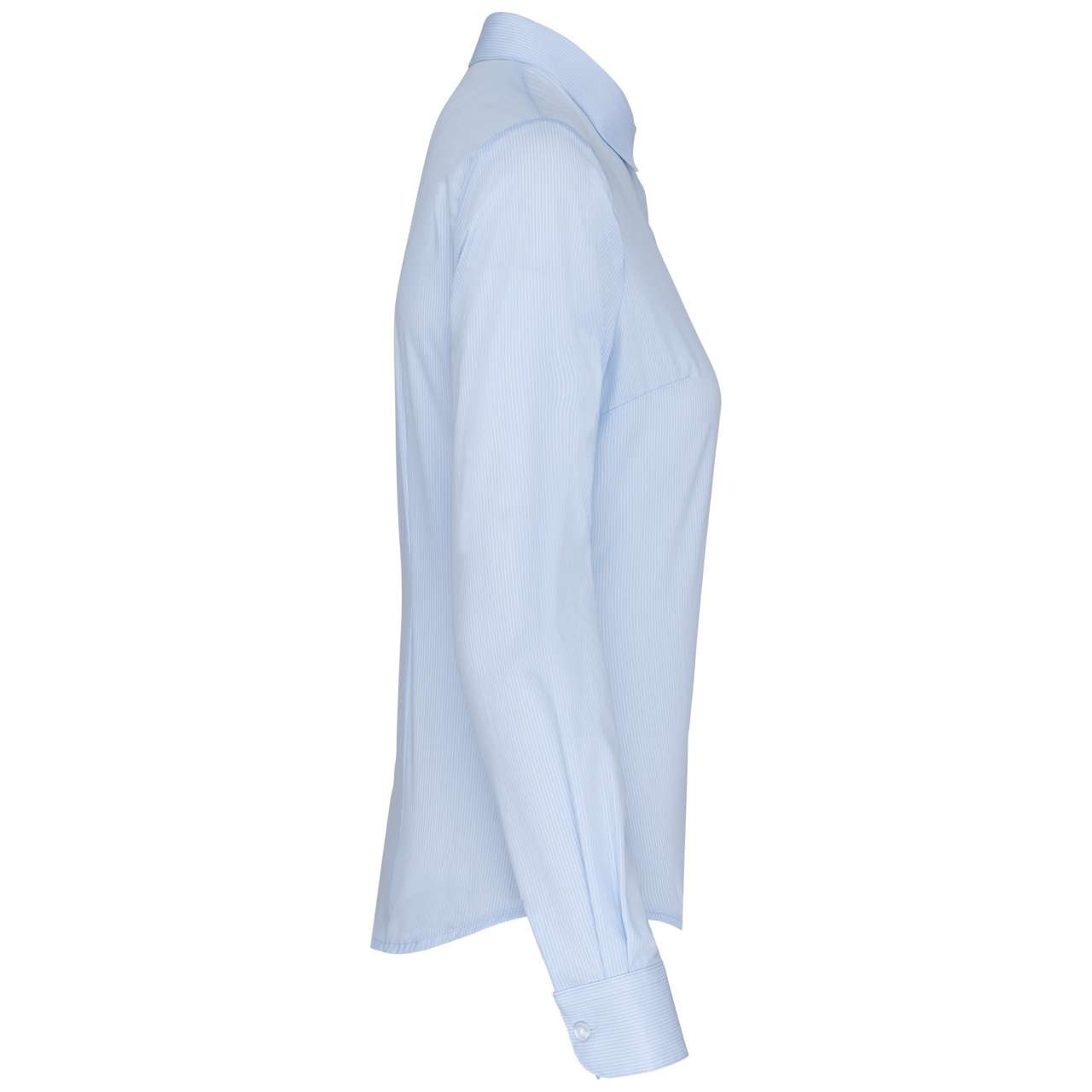 LADIES’ LONG-SLEEVED COTTON POPLIN SHIRT - Striped Pale Blue - Additional