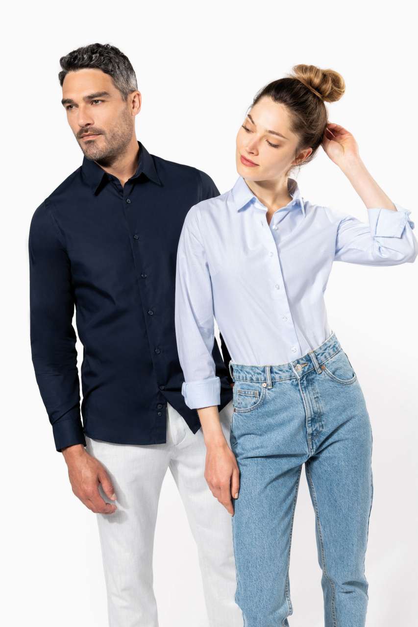 MEN’S LONG-SLEEVED COTTON POPLIN SHIRT - Black - Additional