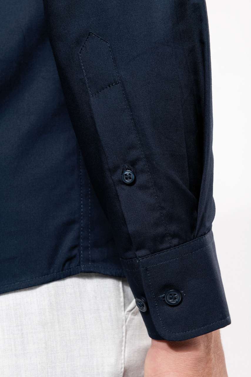 MEN’S LONG-SLEEVED COTTON POPLIN SHIRT - Black - Additional