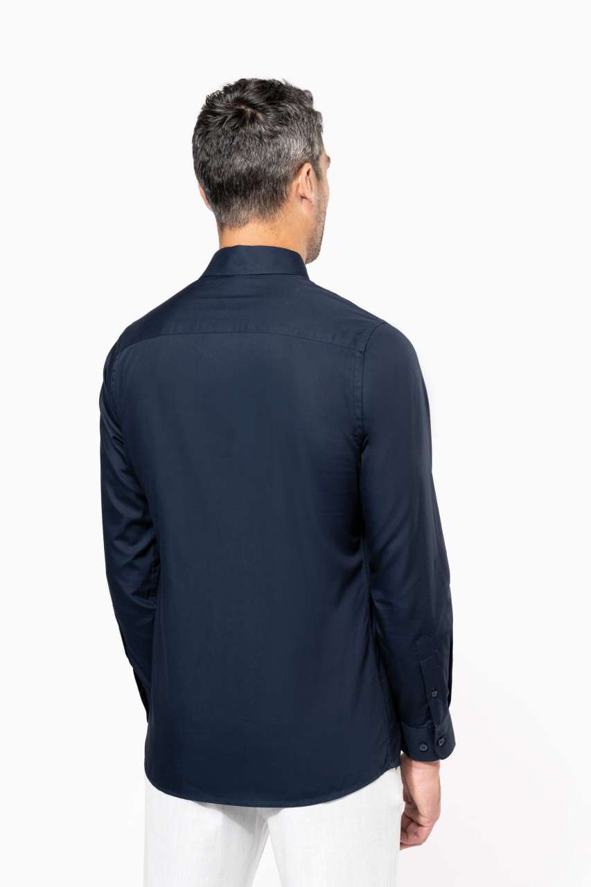 MEN’S LONG-SLEEVED COTTON POPLIN SHIRT - Black - Additional