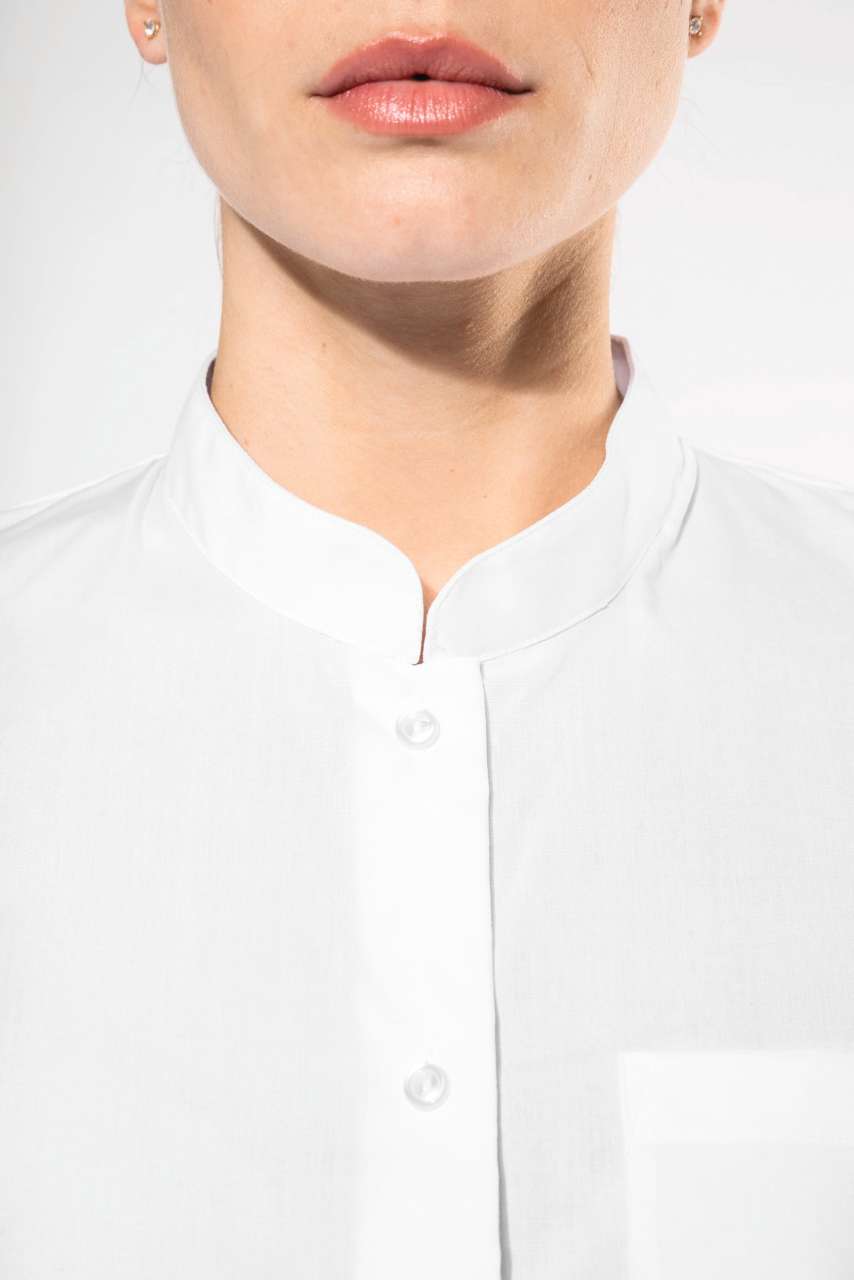 LADIES' LONG-SLEEVED MANDARIN COLLAR SHIRT - Wine - Additional