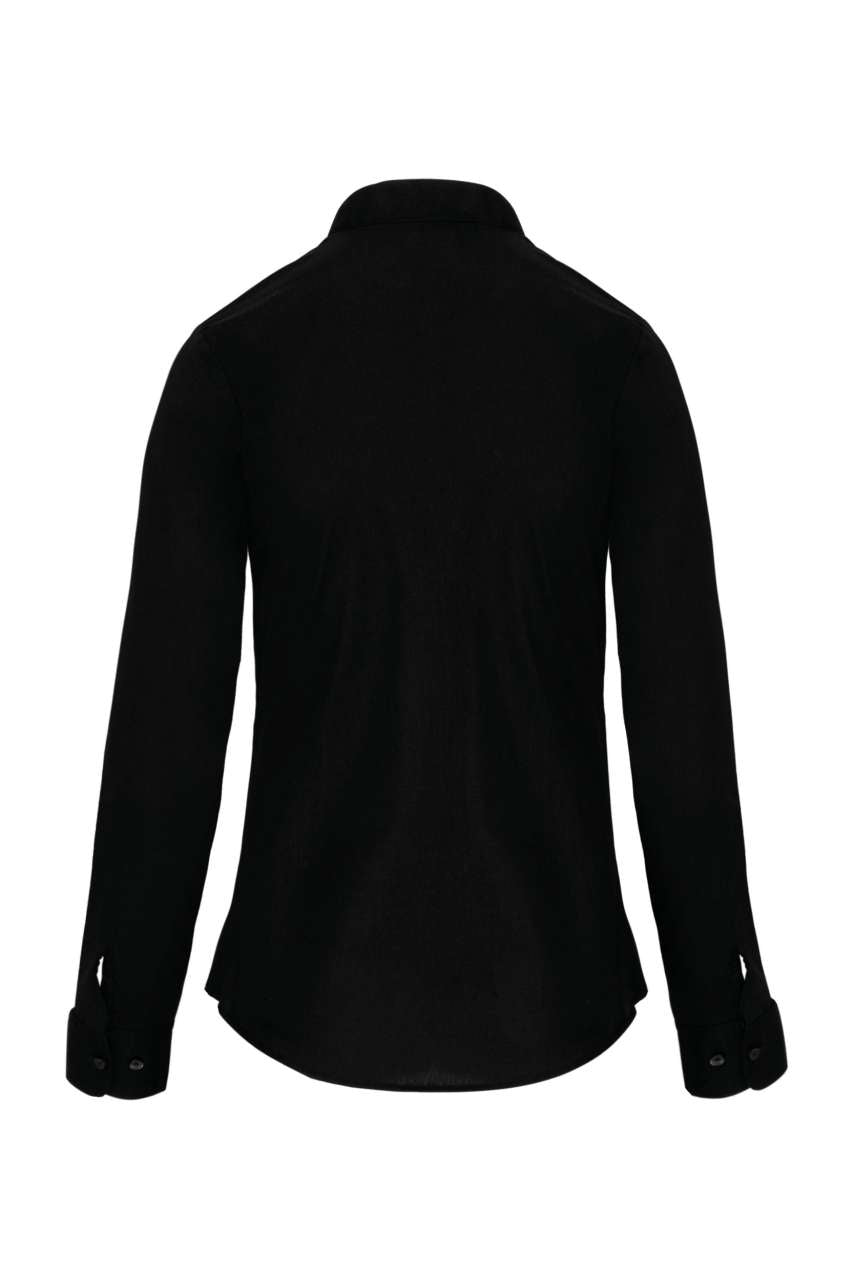 LADIES' LONG-SLEEVED MANDARIN COLLAR SHIRT - Black - Additional
