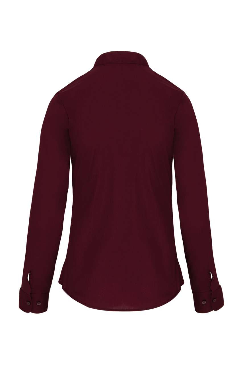 LADIES' LONG-SLEEVED MANDARIN COLLAR SHIRT - Wine - Additional