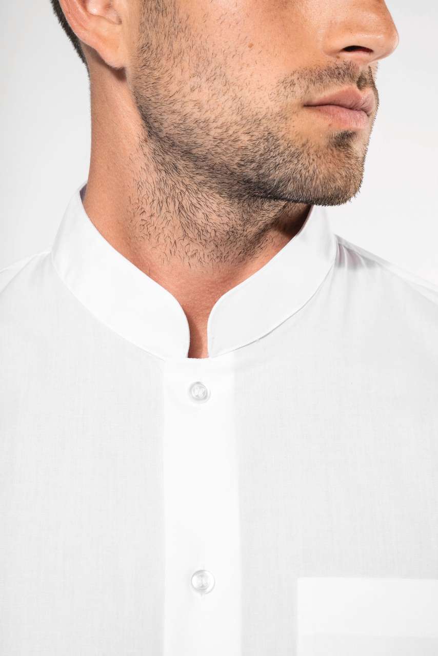 MEN'S LONG-SLEEVED MANDARIN COLLAR SHIRT - Black - Additional
