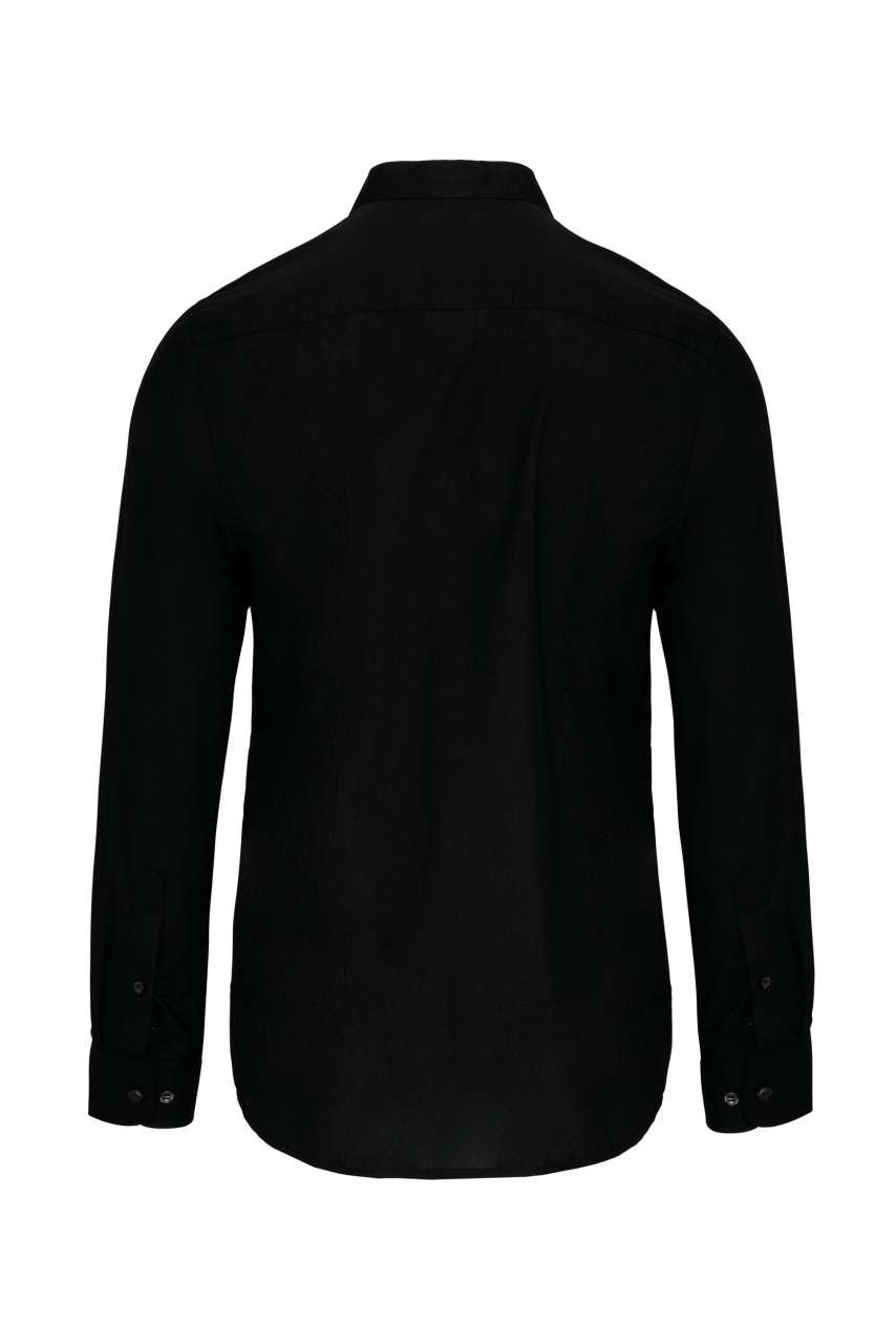 MEN'S LONG-SLEEVED MANDARIN COLLAR SHIRT - Black - Additional