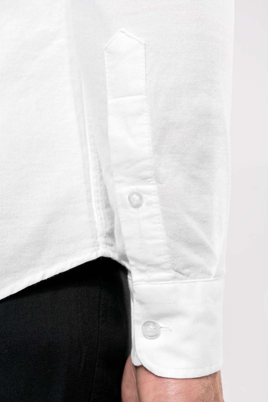 LONG-SLEEVED WASHED OXFORD COTTON SHIRT - Oxford Blue - Additional