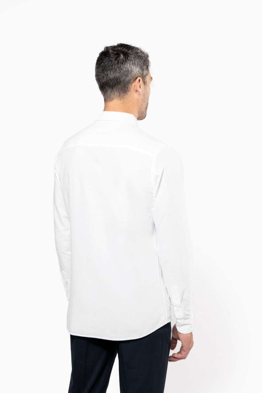 LONG-SLEEVED WASHED OXFORD COTTON SHIRT - Oxford Blue - Additional