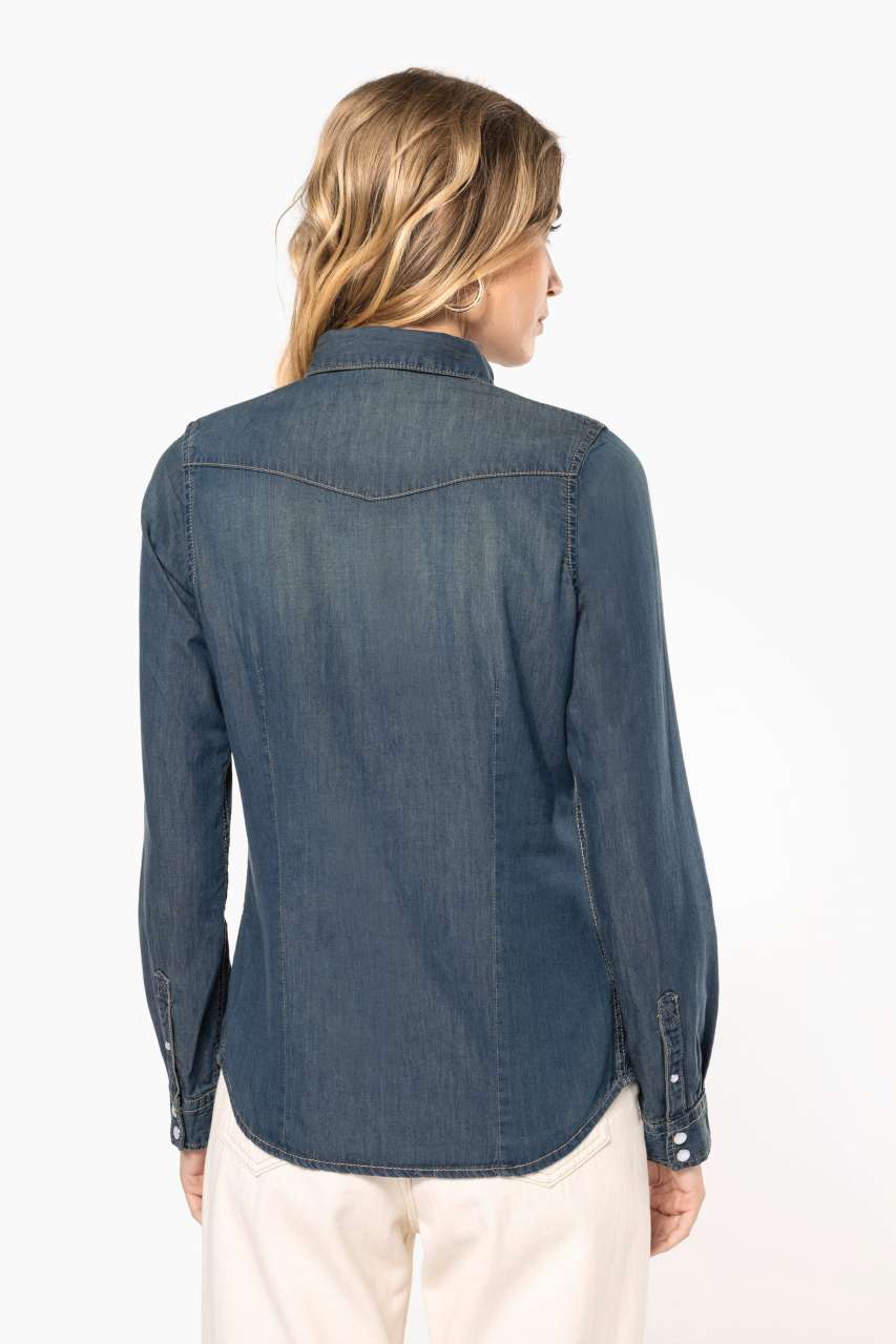 LADIES' LONG-SLEEVED DENIM SHIRT - Blue Jean - Additional