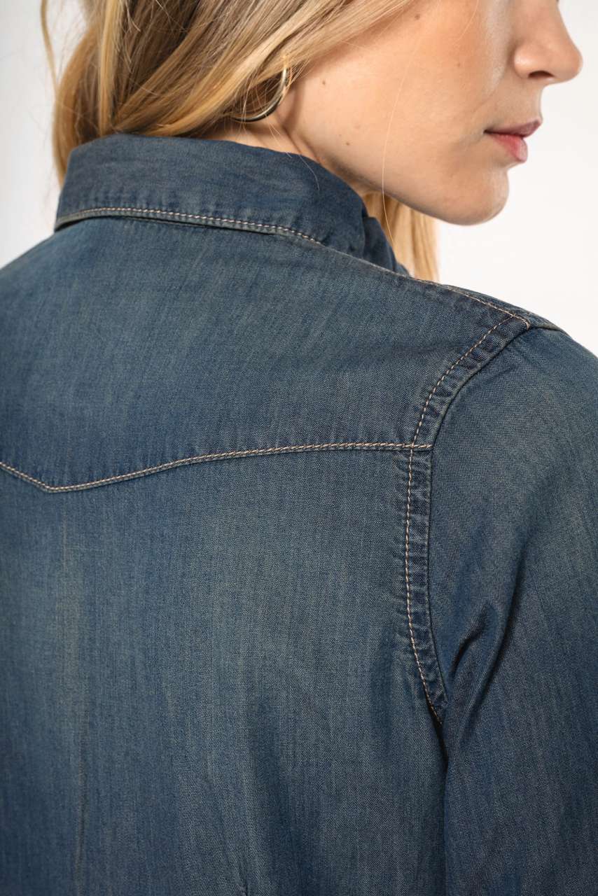 LADIES' LONG-SLEEVED DENIM SHIRT - Blue Jean - Additional