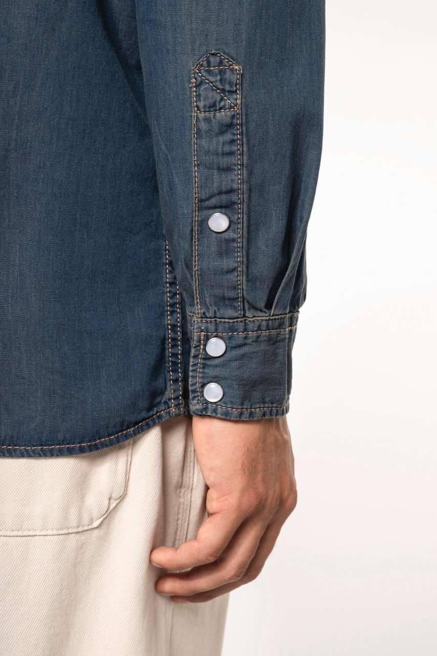 MEN'S LONG-SLEEVED DENIM SHIRT - Blue Jean - Additional