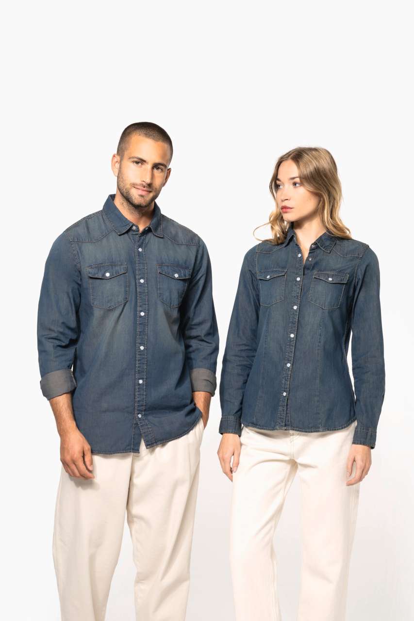 MEN'S LONG-SLEEVED DENIM SHIRT - Blue Jean - Additional