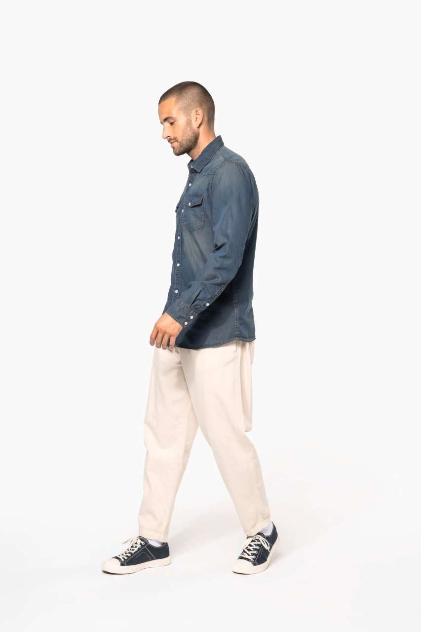 MEN'S LONG-SLEEVED DENIM SHIRT - Blue Jean - Additional