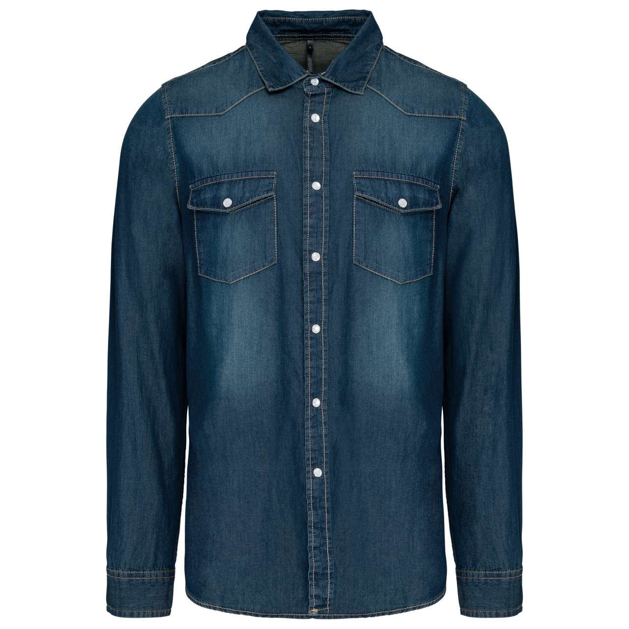 MEN'S LONG-SLEEVED DENIM SHIRT - Blue Jean - Main