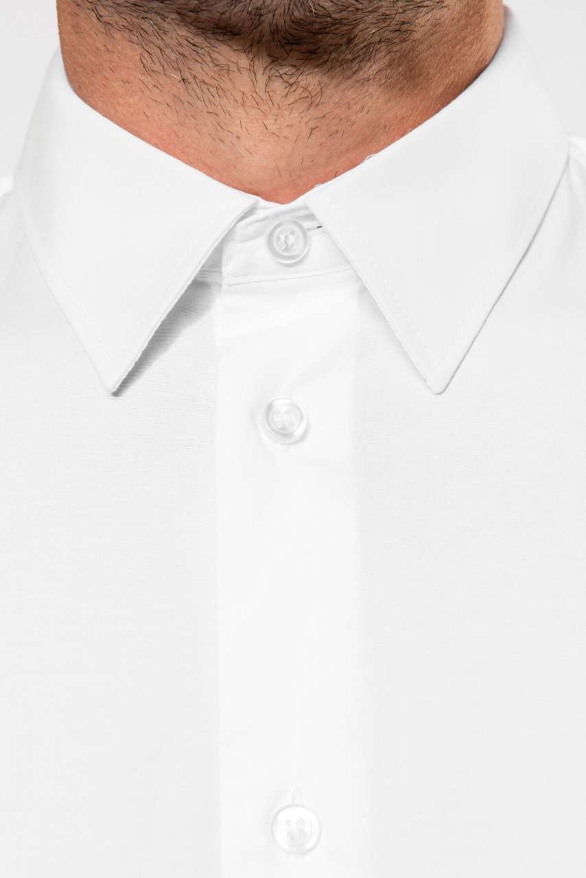 LONG-SLEEVED COTTON/ELASTANE SHIRT - Black - Additional