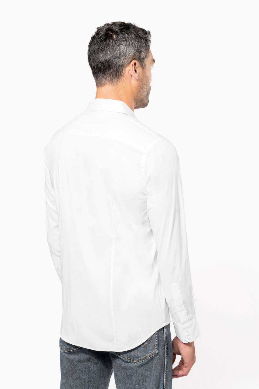 LONG-SLEEVED COTTON/ELASTANE SHIRT - Black - Additional