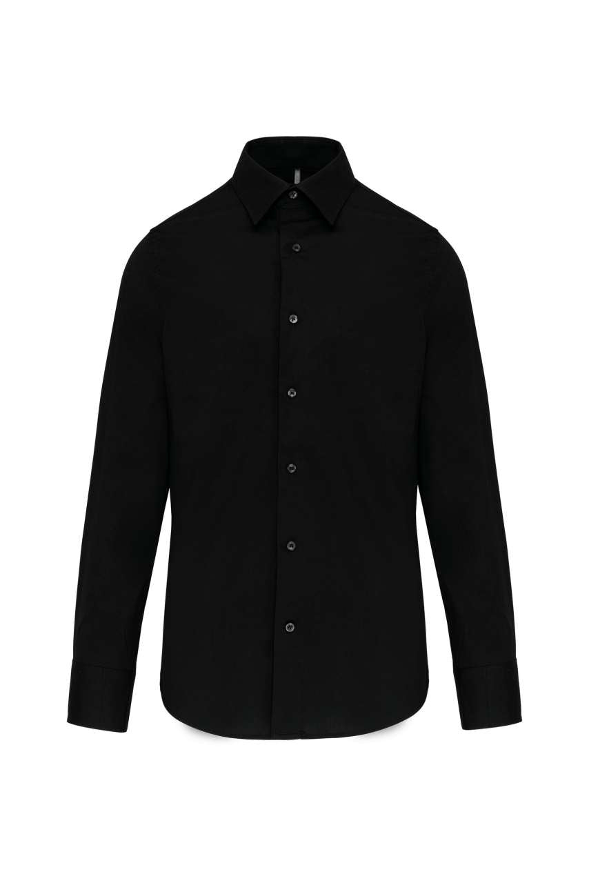 LONG-SLEEVED COTTON/ELASTANE SHIRT - Black - Main
