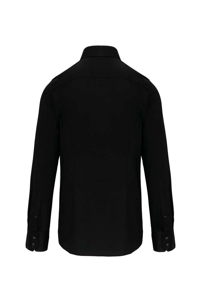 LONG-SLEEVED COTTON/ELASTANE SHIRT - Black - Additional