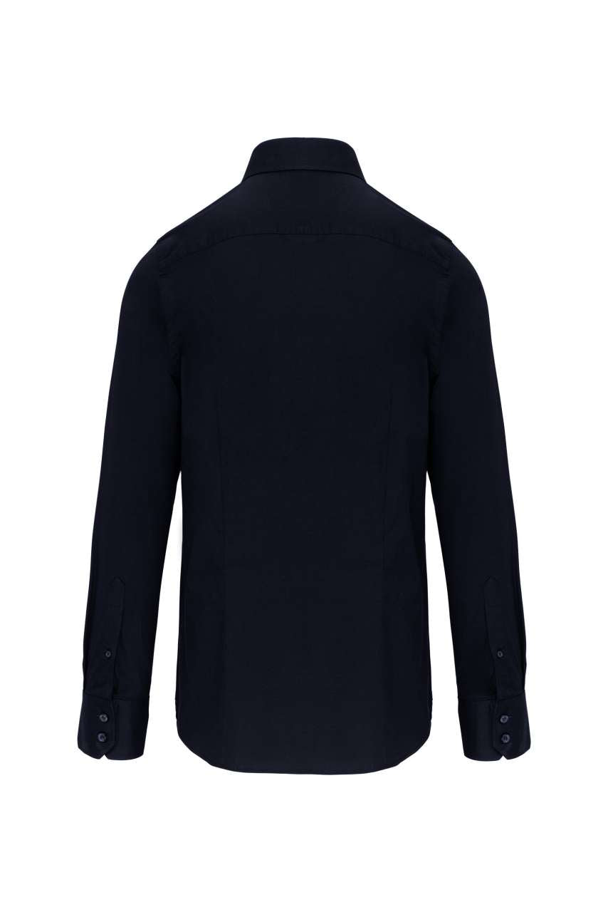 LONG-SLEEVED COTTON/ELASTANE SHIRT - Navy - Additional