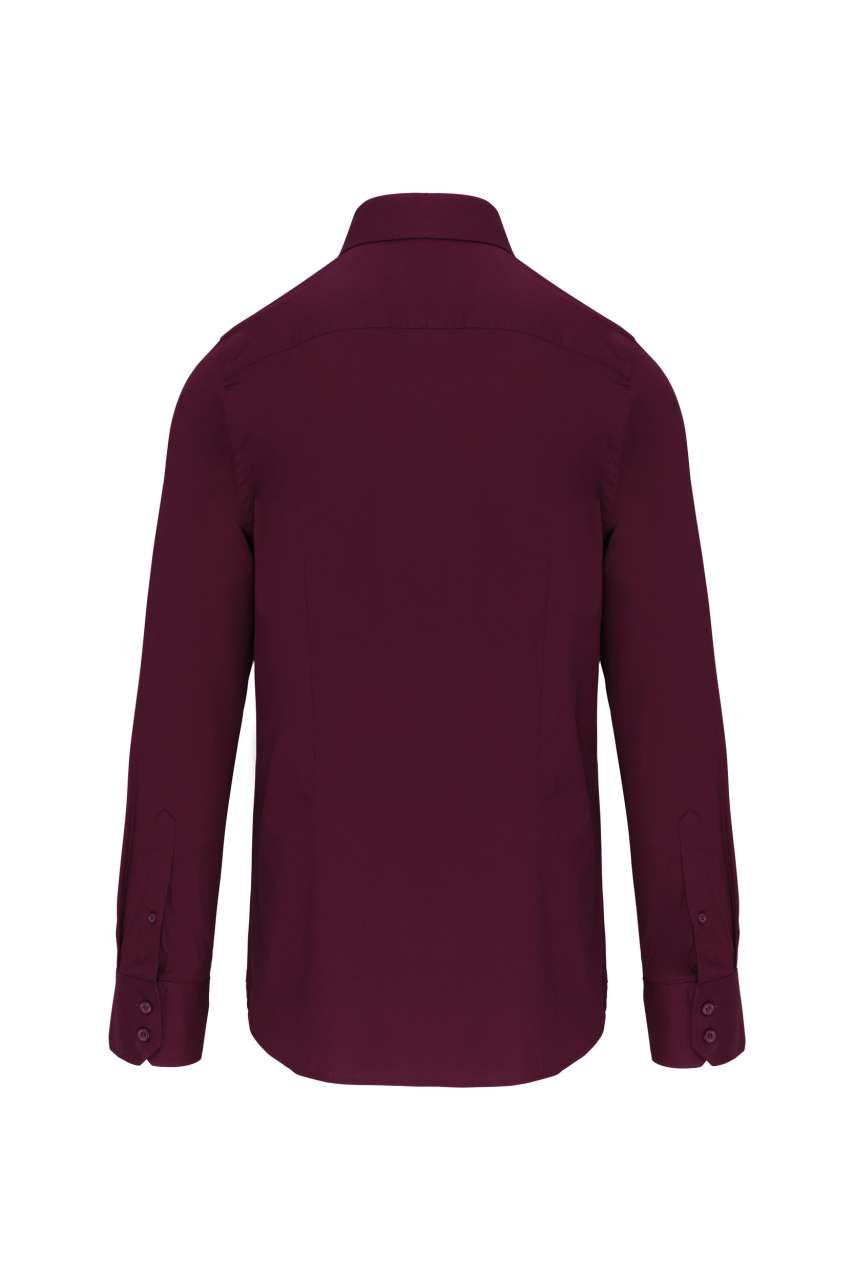 LONG-SLEEVED COTTON/ELASTANE SHIRT - Wine - Additional