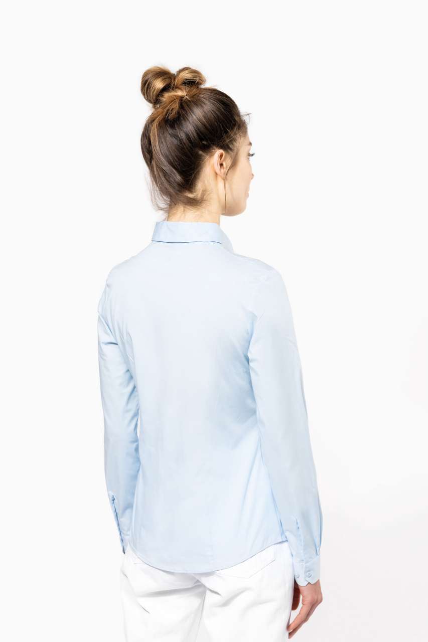 LADIES' LONG-SLEEVED STRETCH SHIRT - Black - Additional