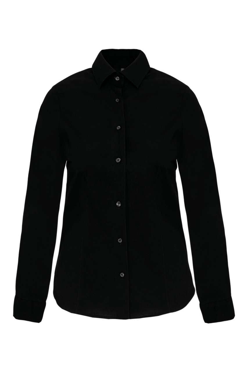 LADIES' LONG-SLEEVED STRETCH SHIRT - Black - Additional
