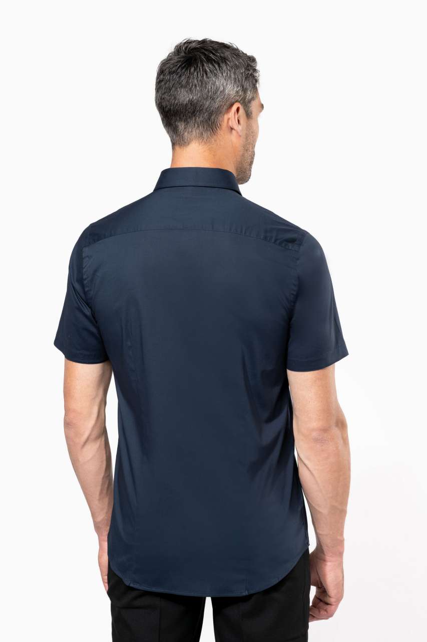 SHORT-SLEEVED COTTON/ELASTANE SHIRT - Black - Additional