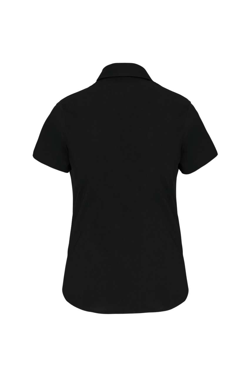LADIES' SHORT-SLEEVED COTTON/ELASTANE SHIRT - Black - Additional