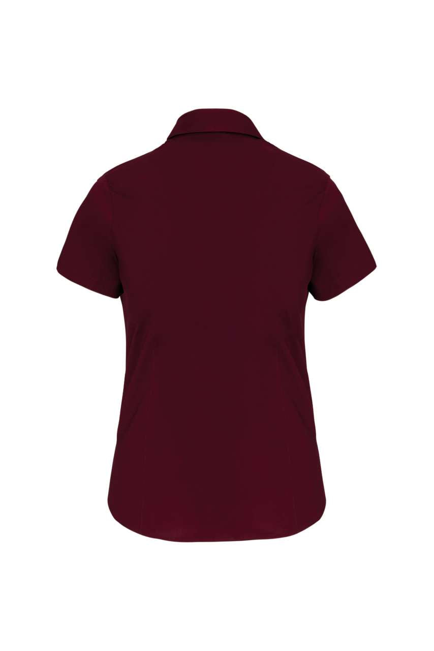 LADIES' SHORT-SLEEVED COTTON/ELASTANE SHIRT - Wine - Additional