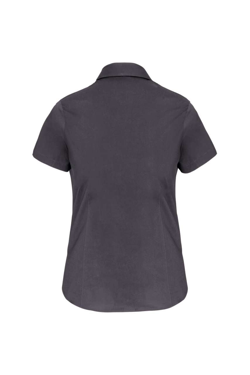 LADIES' SHORT-SLEEVED COTTON/ELASTANE SHIRT - Zinc - Additional